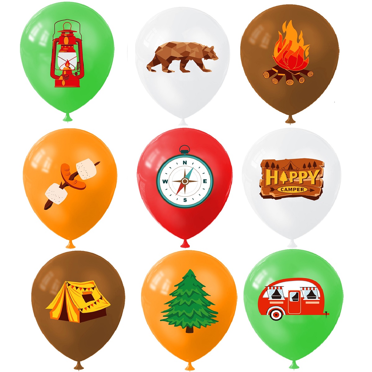 9pcs Happy Camping Balloon, Ou - đánh giá và giá Outdoor Adventure Girls